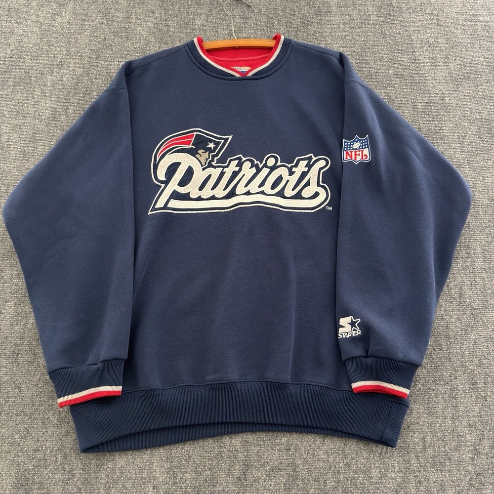 Vintage 90s Starter New England Patriots NFL Sweatshirt Size L Embroidered